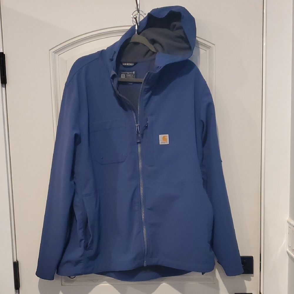 Carhartt Blue Hooded Men's 2XL Rain Defender Jacket Coat Rain Snow Gear